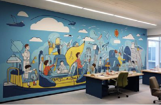 平果办公室墙绘的特点。